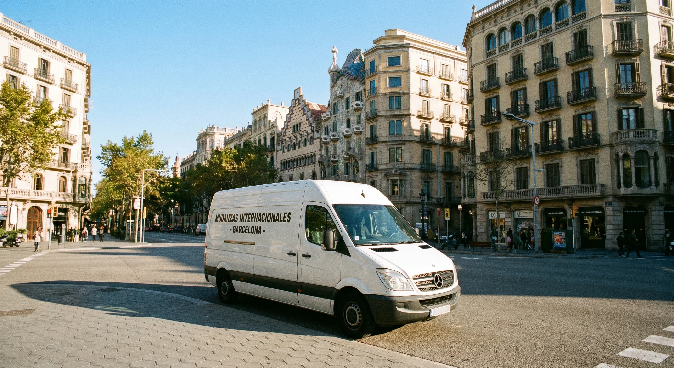 Man With A Van Barcelona — van being loaded on a Barcelona residential street
